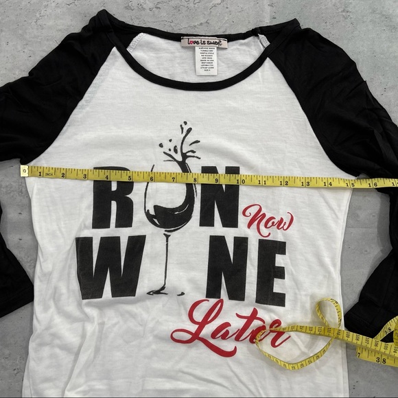 Run Now Wine Later print raglan t-shirt - Picture 3 of 6